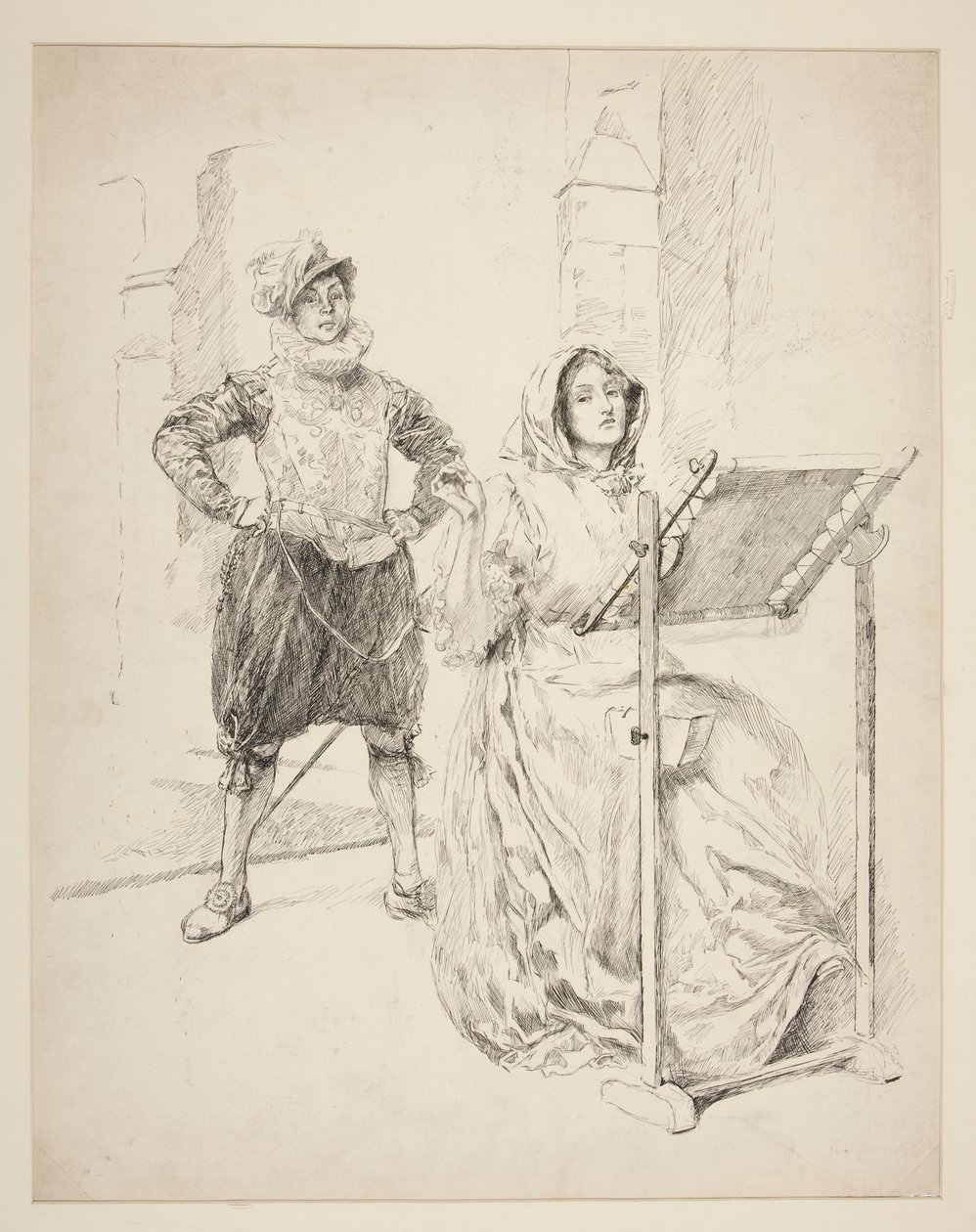 Luonnos narsissin laululle tekijältä Edwin Austin Abbey