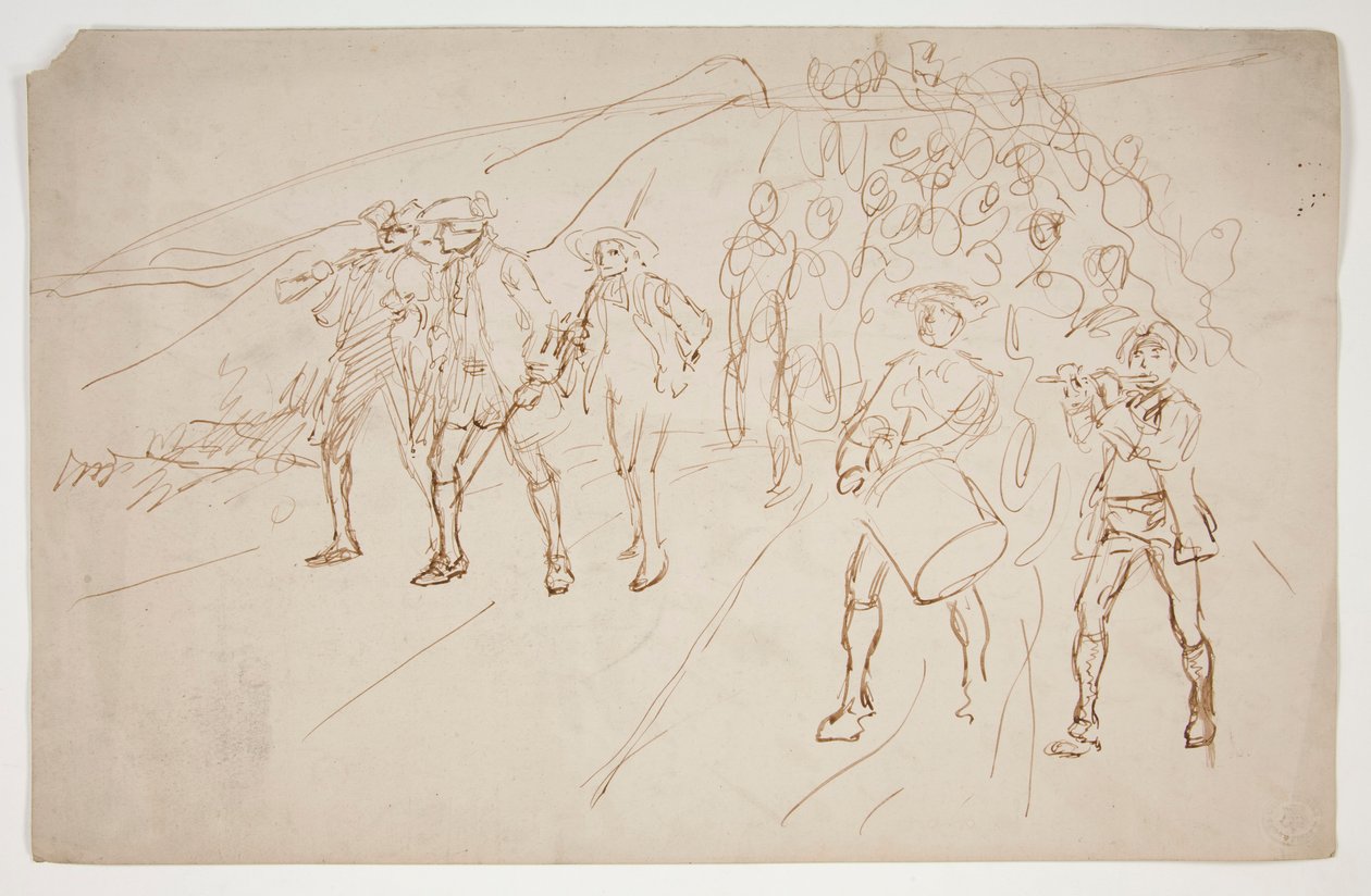 Luonnos vapaussodan joukkoista, marssi tekijältä Edwin Austin Abbey