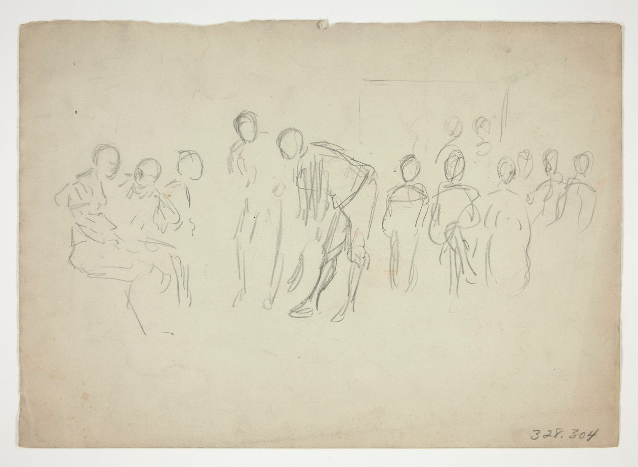 Luonnos väkijoukosta - tunnistamaton kuva tekijältä Edwin Austin Abbey