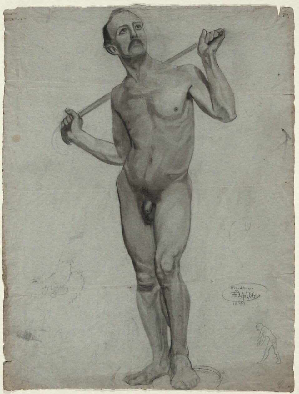 Luonnos miesalastosta (studiopiirustus) tekijältä Edwin Austin Abbey