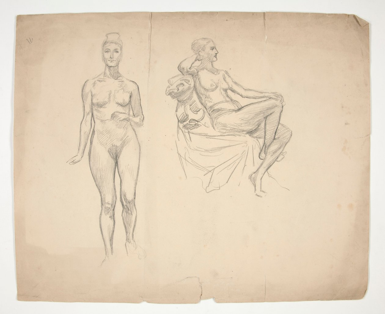 Luonnos mallista kahdessa asennossa tekijältä Edwin Austin Abbey