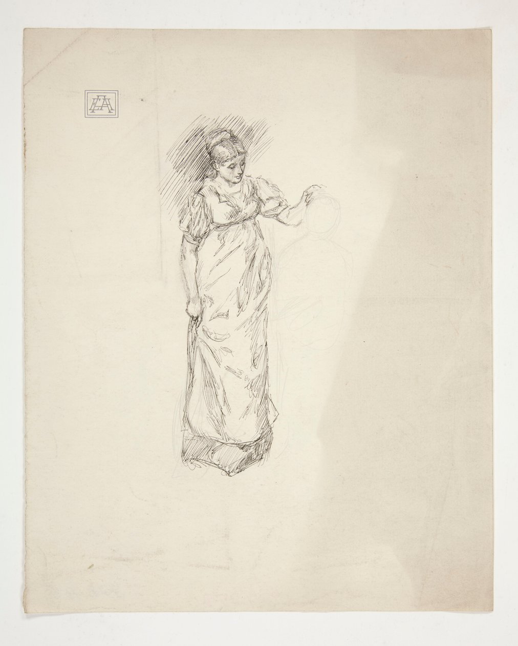 Luonnos naisesta - tunnistamaton kuva tekijältä Edwin Austin Abbey