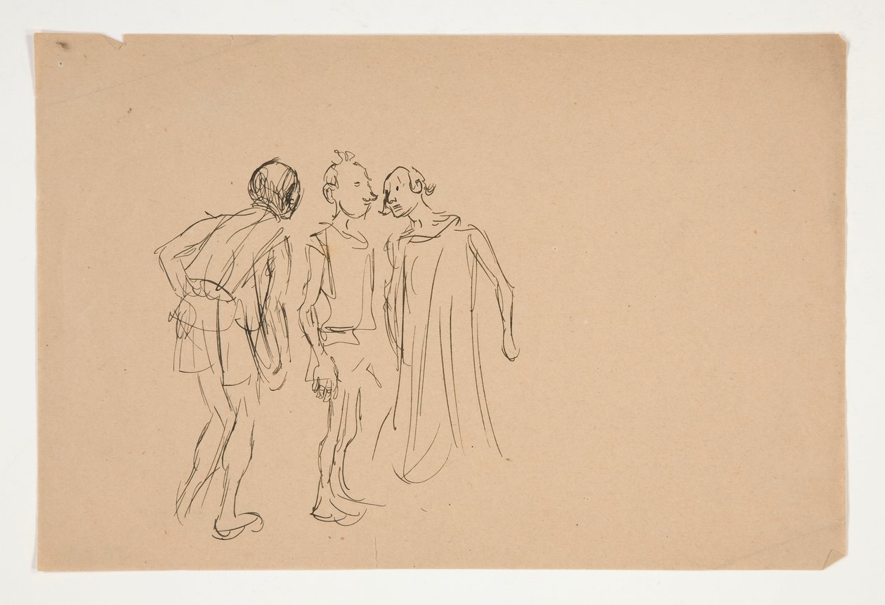 Luonnos kolmesta miehestä (tutkimus vuodelle 1937.1072?), Venetsian kauppiaalta tekijältä Edwin Austin Abbey