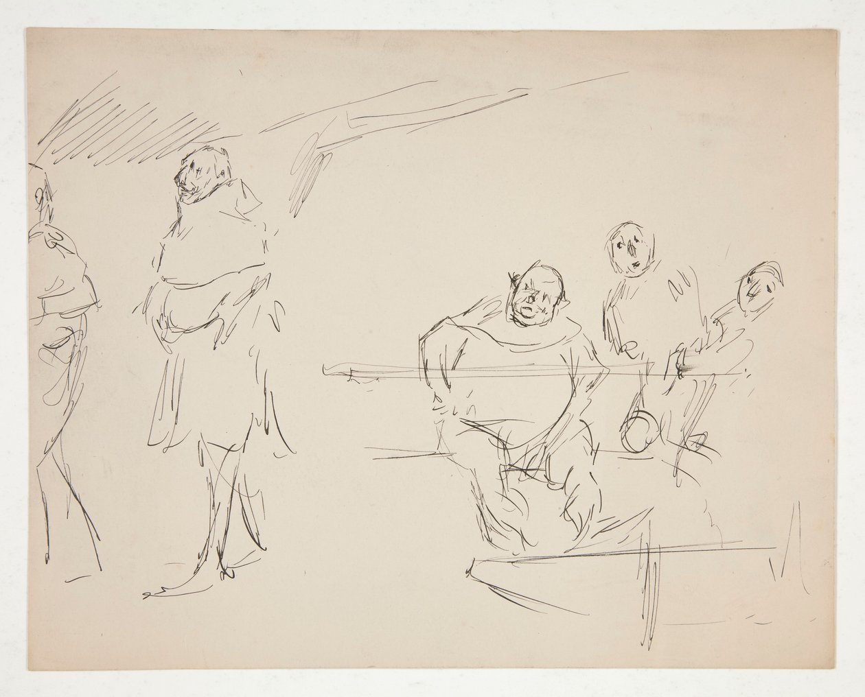 Tutkimuksia tuntemattomaan Shakespearen näytelmään (Falstaff?) (recto ja verso) tekijältä Edwin Austin Abbey
