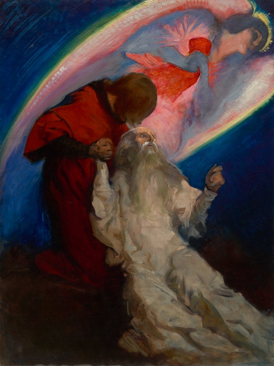 Galahadin julkaisema tutkimus Amfortasille, teoksessa The Quest and Achievement of the Holy Graal, Book Delivery Room, Boston Public Library tekijältä Edwin Austin Abbey