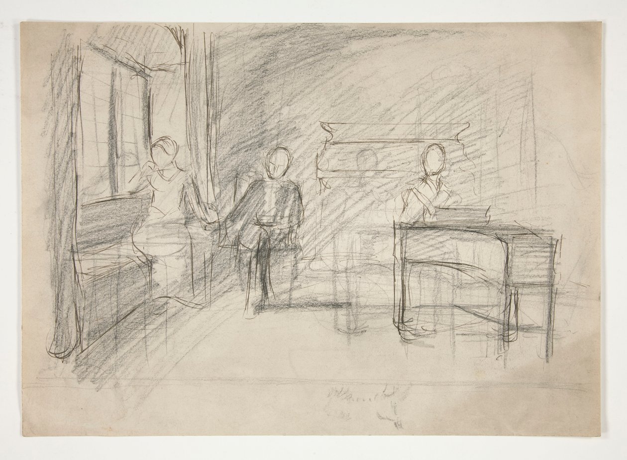Tutkimus vanhalle laululle(?) (akvarelli) tekijältä Edwin Austin Abbey