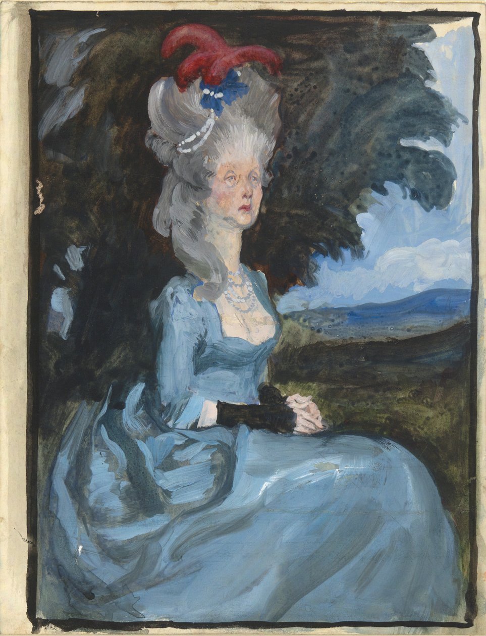 Tutkimus sukutaulu-tädille, Oliver Goldsmith tekijältä Edwin Austin Abbey