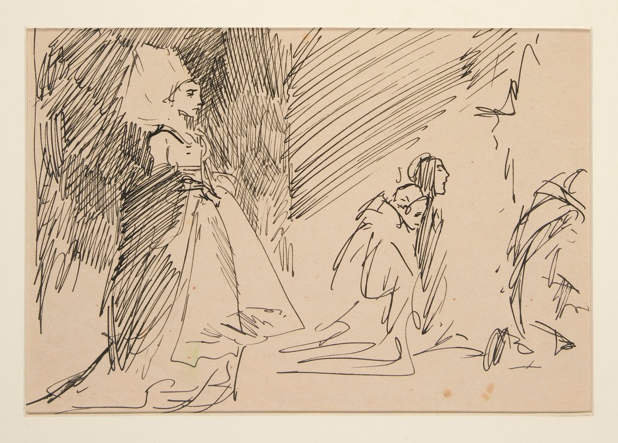 Tutkimus papille ja suurelle rouvalle (akvarelli) tekijältä Edwin Austin Abbey