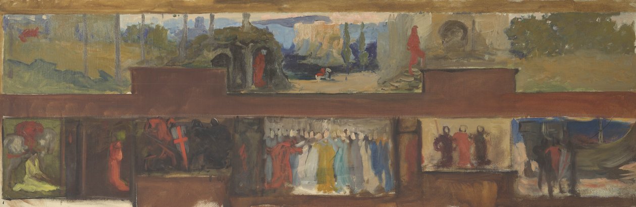 Tutkimus Pyhän Graalin etsinnästä ja saavutuksista, Kirjanjakeluhuone, Bostonin julkinen kirjasto tekijältä Edwin Austin Abbey