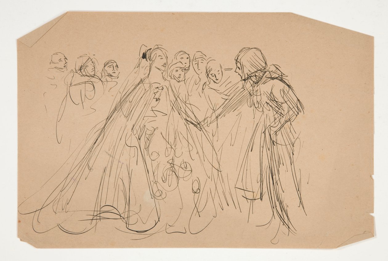 Study for The Quest of the Holy Graal (15 maalauksen sarja Bostonin yleiselle kirjastolle, valmistui vuonna 1901) tekijältä Edwin Austin Abbey