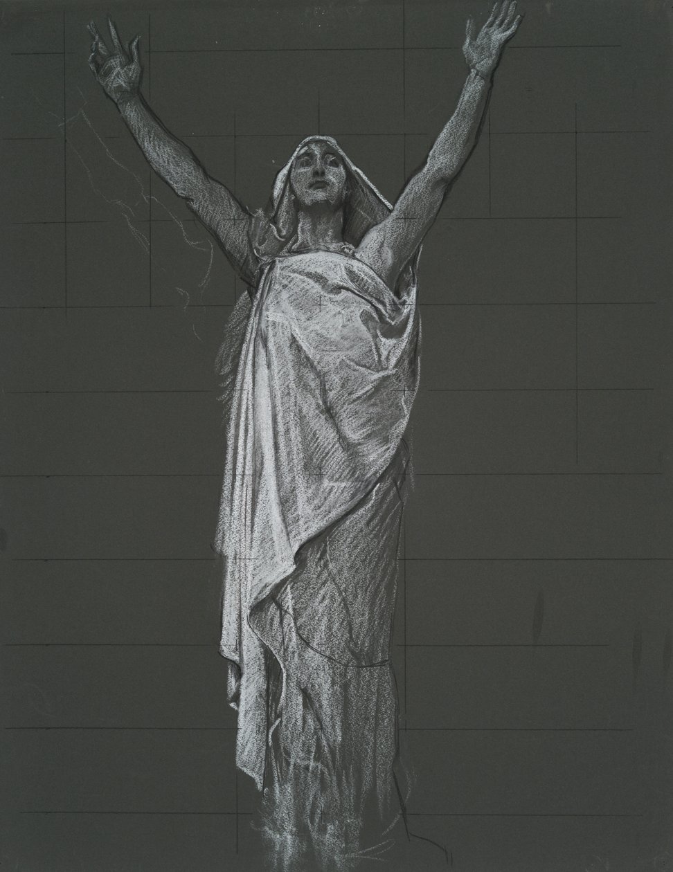 Tutkimus uskonnollisen rondelin hahmosta osavaltion pääkaupunkirakennuksen rotundissa Harrisburgissa, Pennsylvaniassa, 1902-1911 tekijältä Edwin Austin Abbey