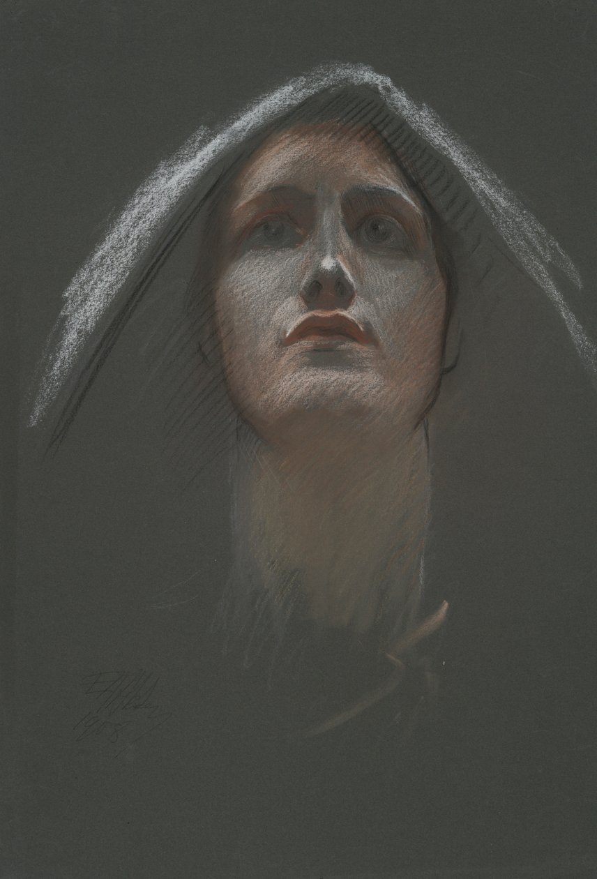 Tutkimus uskonnollisen rondelin hahmosta osavaltion pääkaupunkirakennuksen rotundissa Harrisburgissa, Pennsylvaniassa, 1902-1911 tekijältä Edwin Austin Abbey