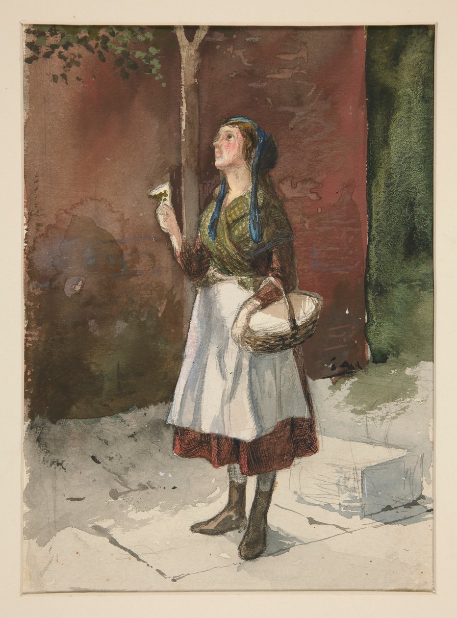 Tutkimus nuoresta tytöstä puutarhassa tekijältä Edwin Austin Abbey