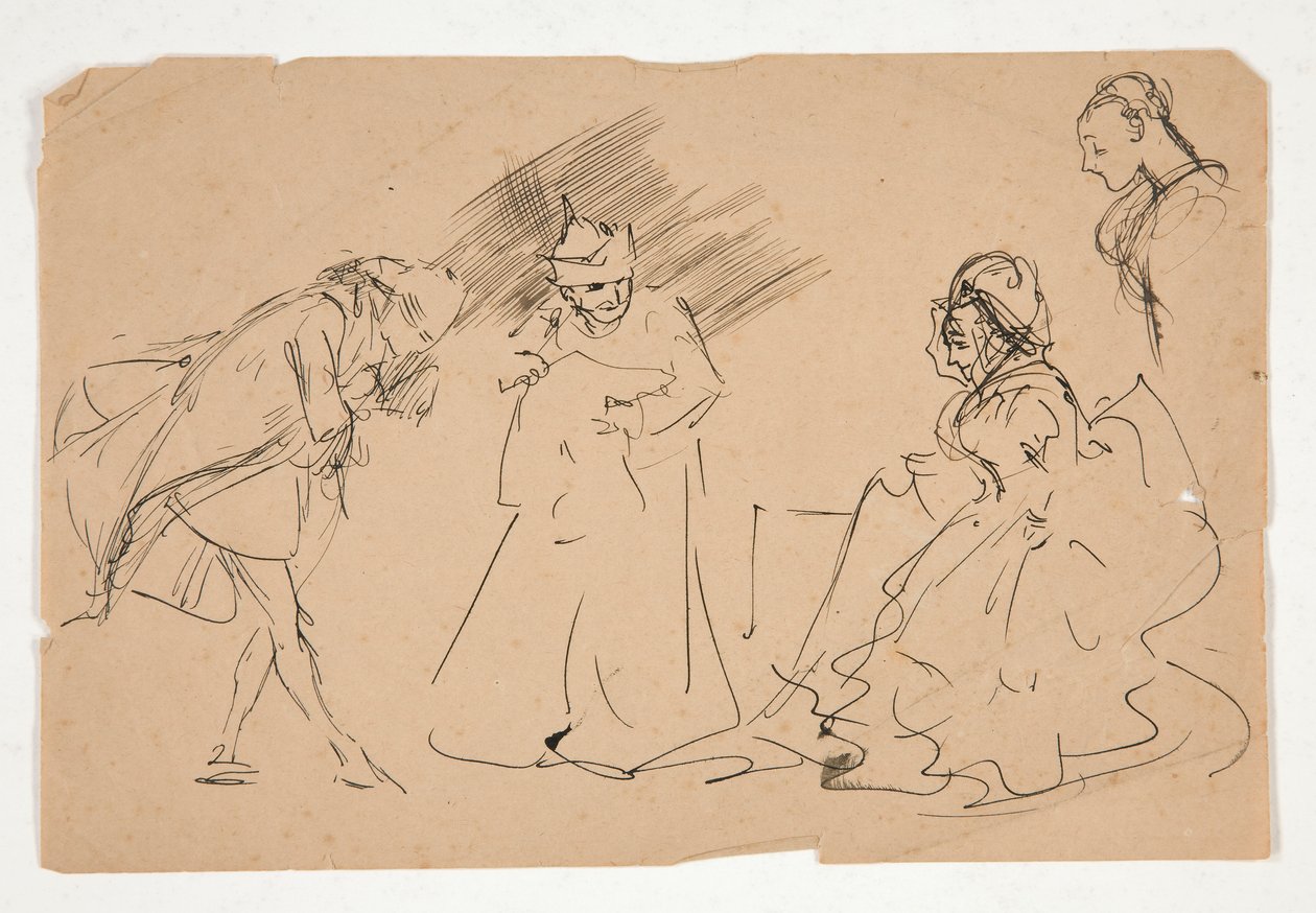 Tutkimus XVIII vuosisadan kohtauksesta, mahdollisesti tekijältä Edwin Austin Abbey