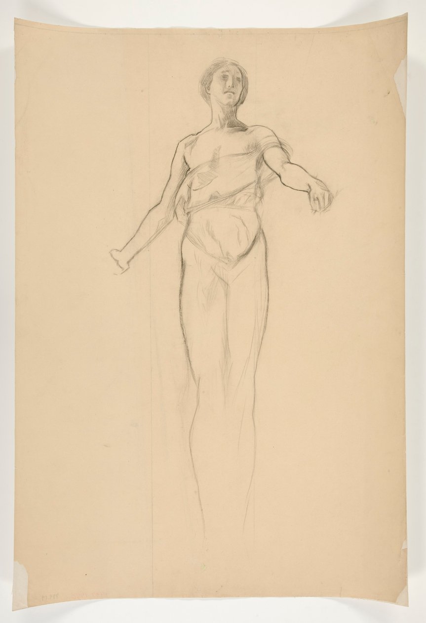 Tutkimus allegorisesta naishahmosta seinämaalaukseen Harrisburgissa, Pennsylvaniassa, 1902-1911 (valmistaja John Singer Sargent) tekijältä Edwin Austin Abbey