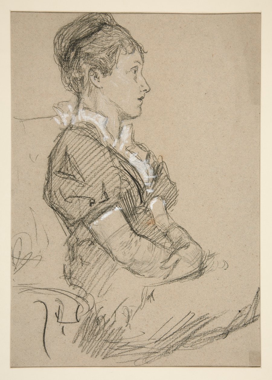 Tutkimus istuvista naisista (Mrs. Abbey?) tekijältä Edwin Austin Abbey
