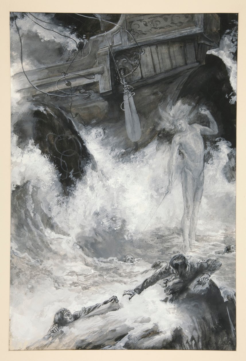 Haaksirikko, kuvitus näytökselle I, kohtaus i, Myrsky tekijältä Edwin Austin Abbey
