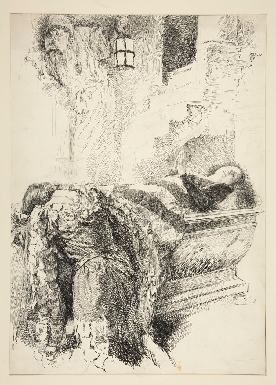 Tomb Scene - Romeo löytää Julian Romeosta ja Juliasta tekijältä Edwin Austin Abbey