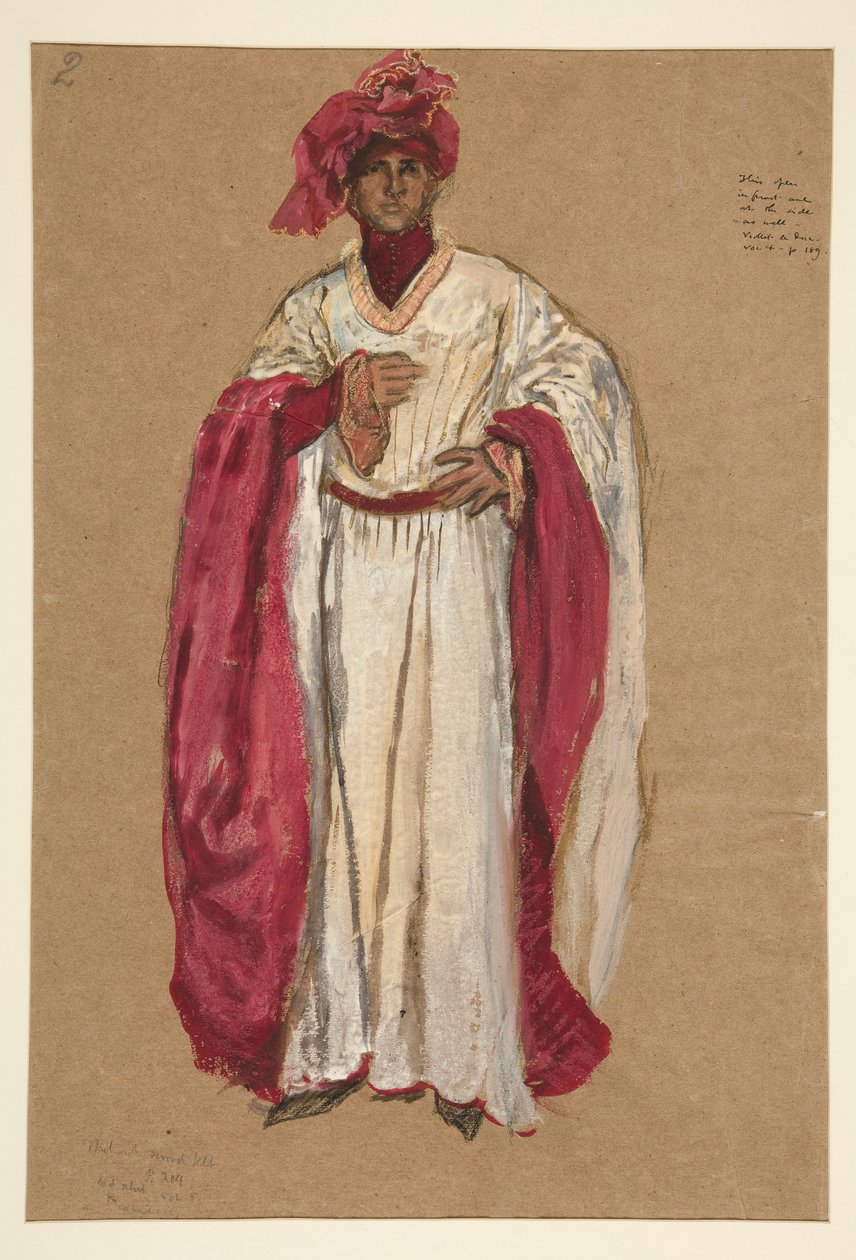 Tuntematon mies punaisessa viitassa, pukupiirros kuningas Richard II:lle tekijältä Edwin Austin Abbey