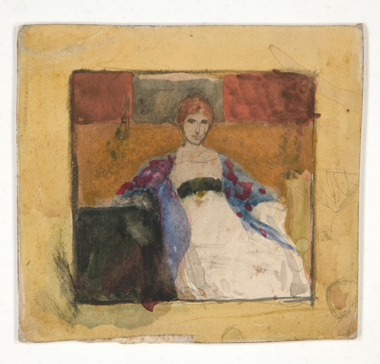 Nainen istuu - tunnistamaton kuva tekijältä Edwin Austin Abbey