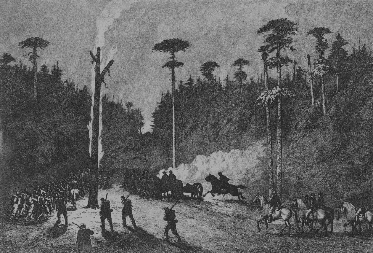 Yömarssi, levy 16 julkaisusta Life Studies of the Great Army, 1876. tekijältä Edwin Austin Forbes
