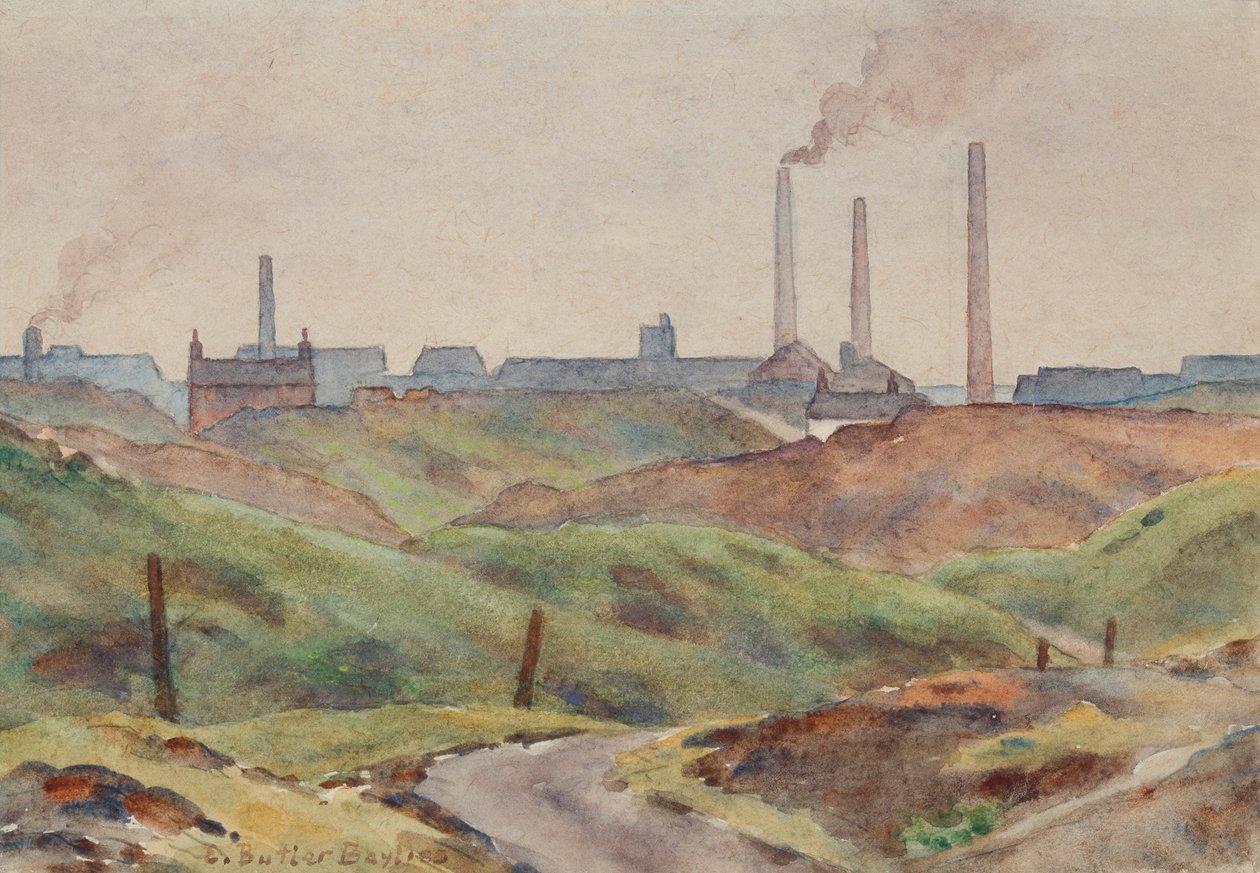 Black Country Scene (akvarelli paperille) tekijältä Edwin Butler Bayliss