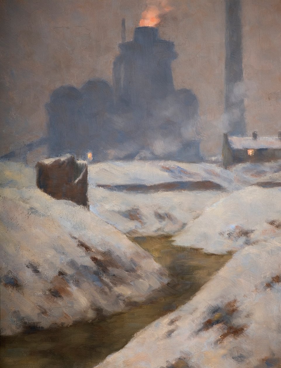Uuni ja lumi, maisema (öljy kankaalle) tekijältä Edwin Butler Bayliss