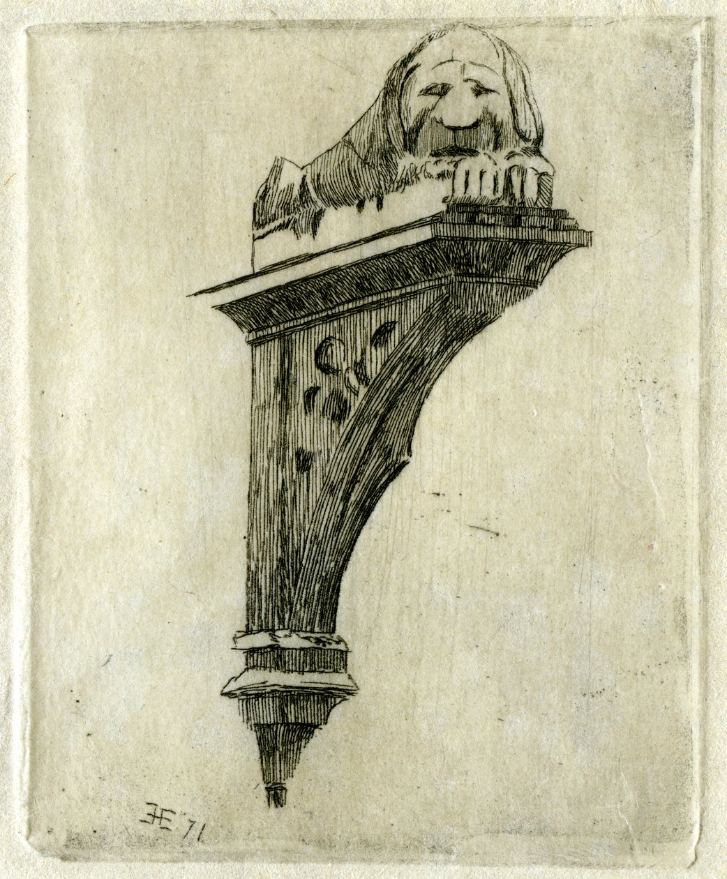 Red Lion Innin kyltti, Glastonbury, Somerset, 1881. tekijältä Edwin Edwards