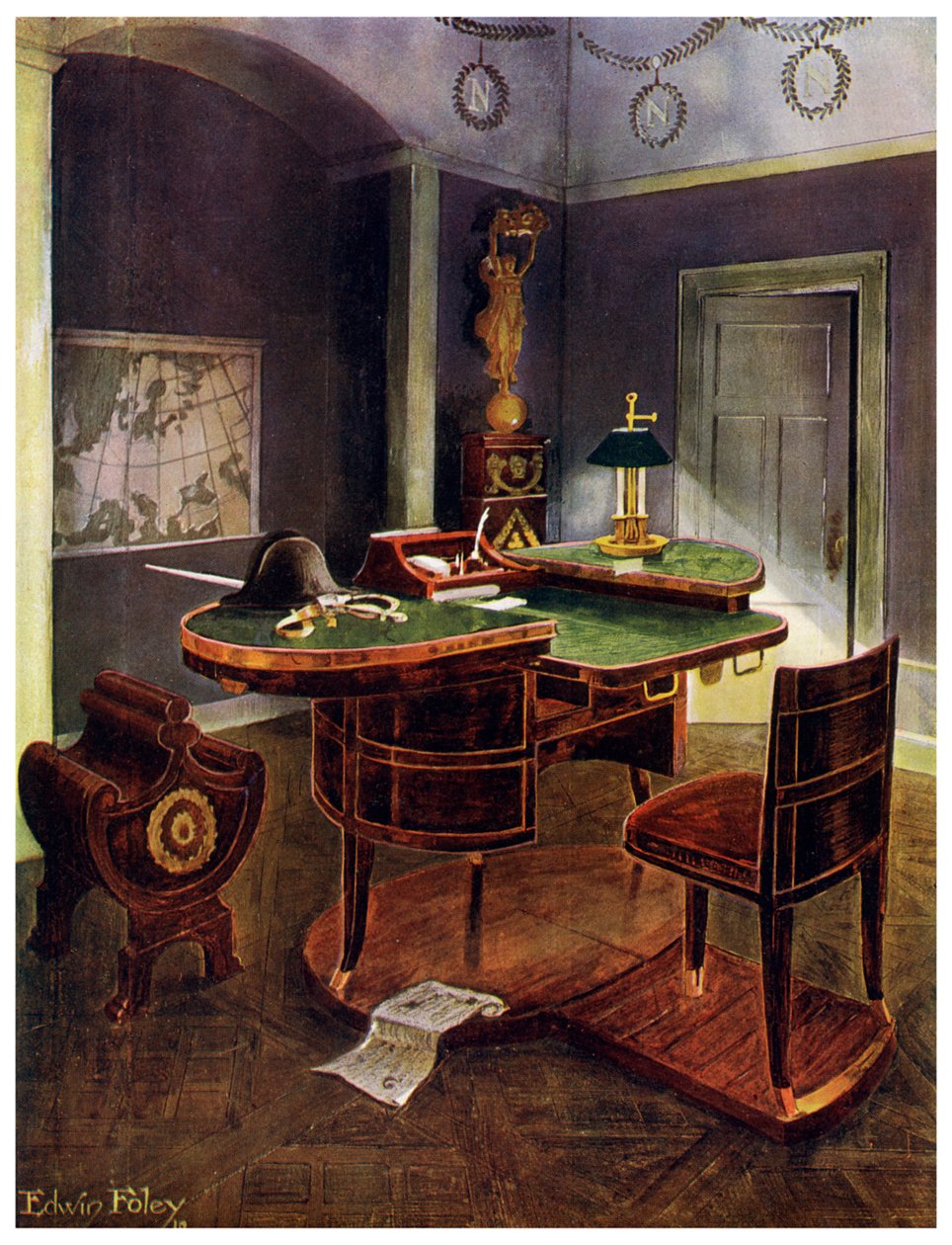 Napoleon I:n kampanjapöytä, Chateau de la Malmaison, Ranska, 1911-1912. tekijältä Edwin Foley