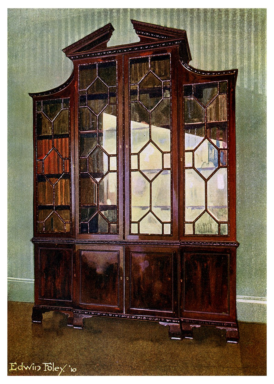Veistetty Chippendale-kirjaston kirjahylly, 1911-1912. tekijältä Edwin Foley