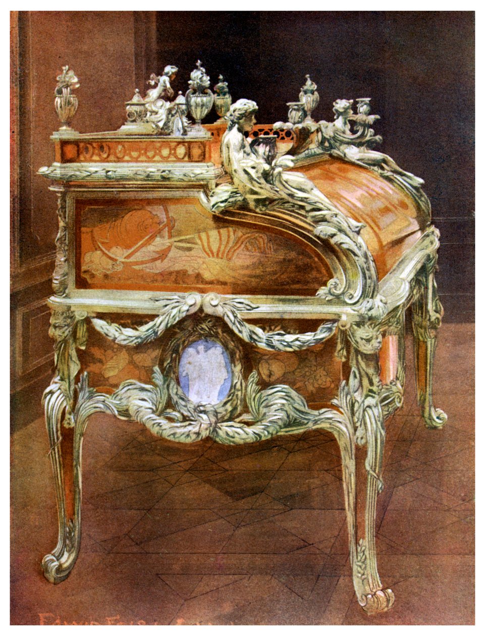 Ludvig XV:n kirjoituspöytä, Louvre, Pariisi, 1911-1912. tekijältä Edwin Foley