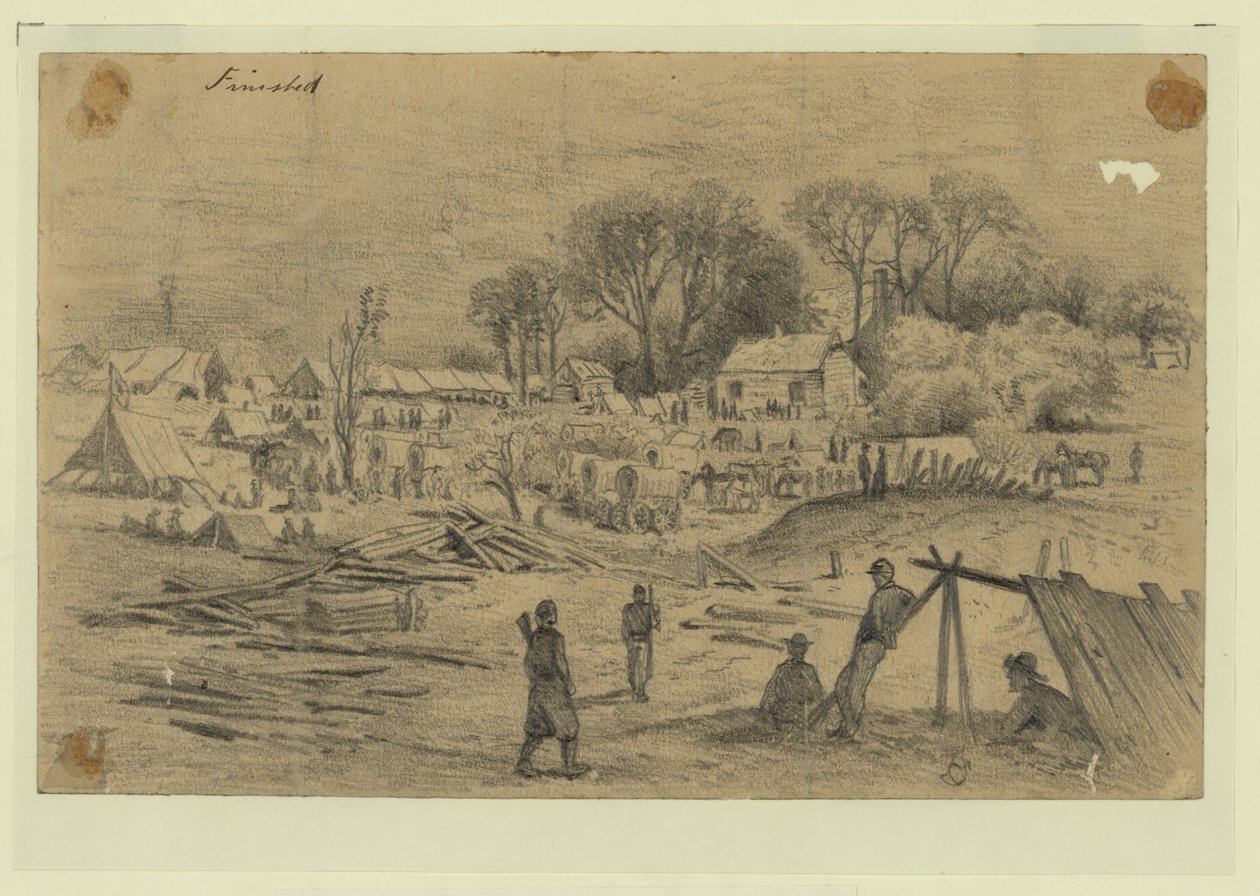 Viidennen joukon kenttäsairaala (yl. Warren) Spotsylvanian oikeustalossa, Va. tekijältä Edwin Forbes