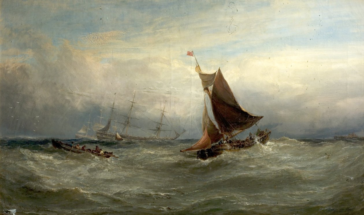 Veneitä Galessa Oostenden edustalla, Belgiassa, 1875 tekijältä Edwin Hayes
