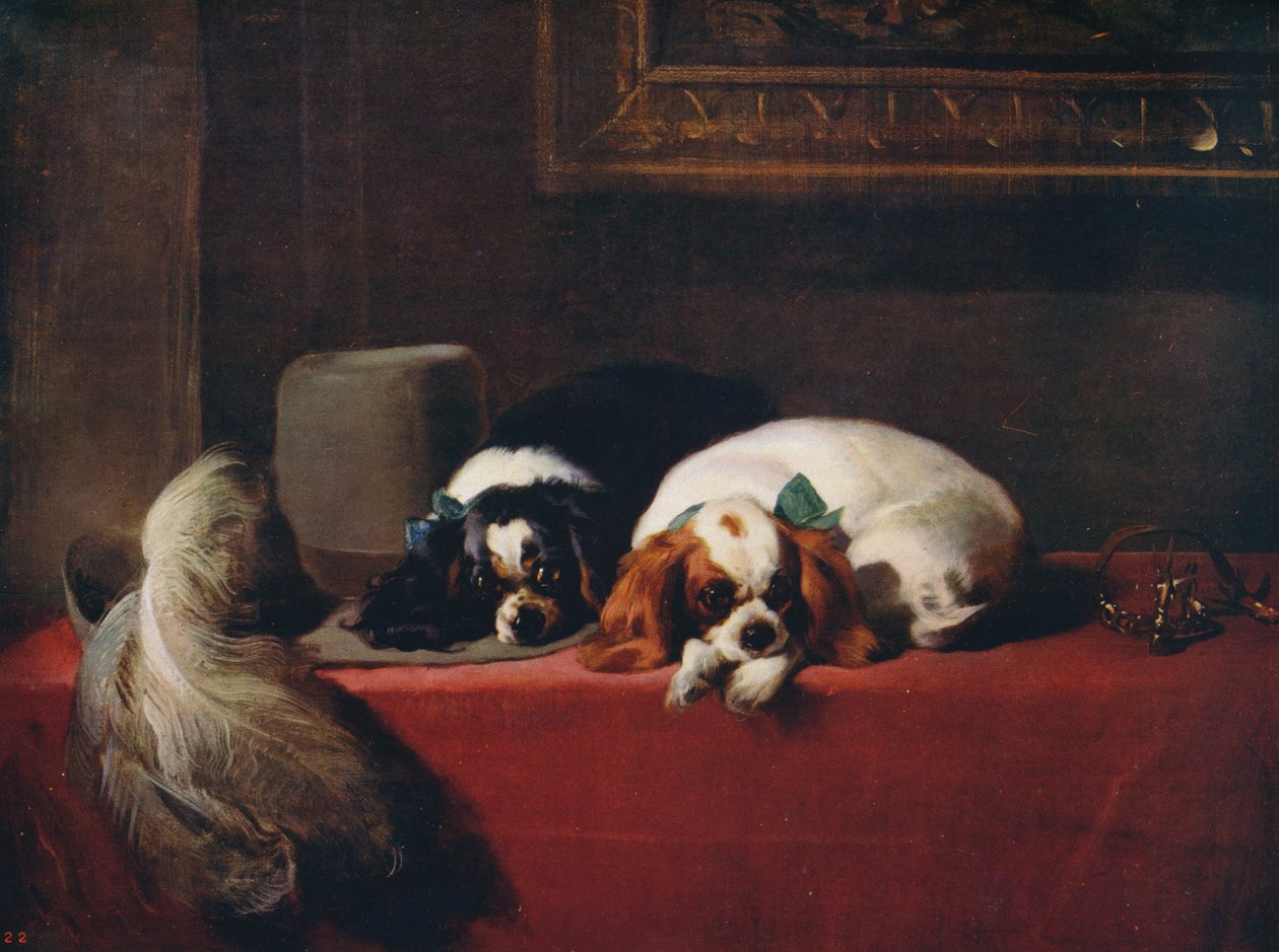 King Charles Spaniels The Cavaliers Pets, 1845, c1915 tekijältä Edwin Landseer