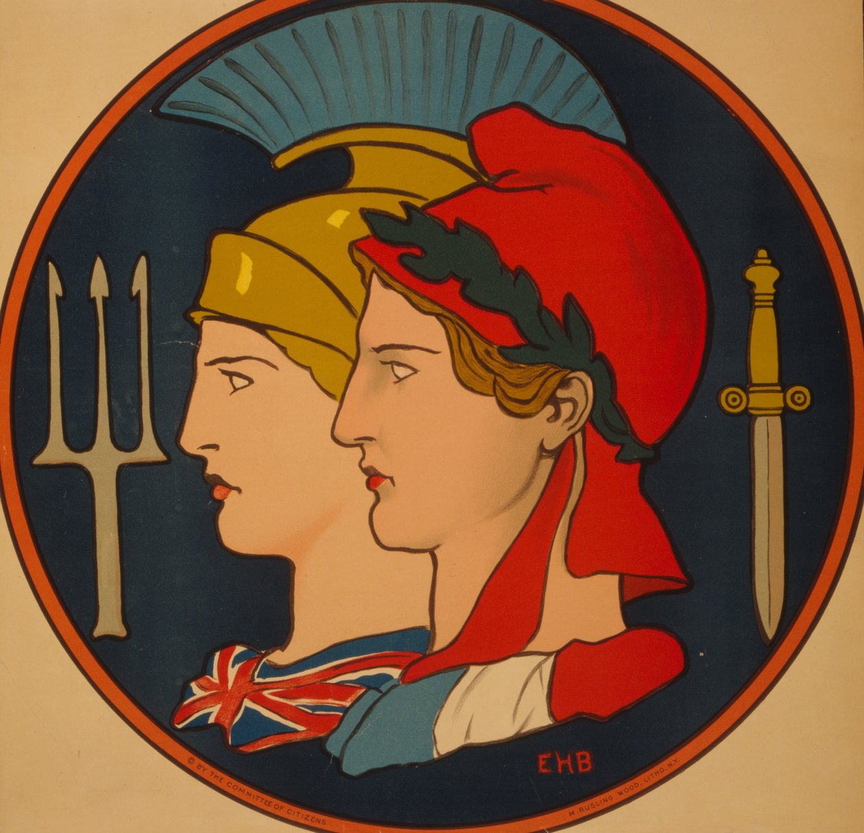 Ranskan ja Ison-Britannian tunnus, 1917 tekijältä Edwin Howland Blashfield