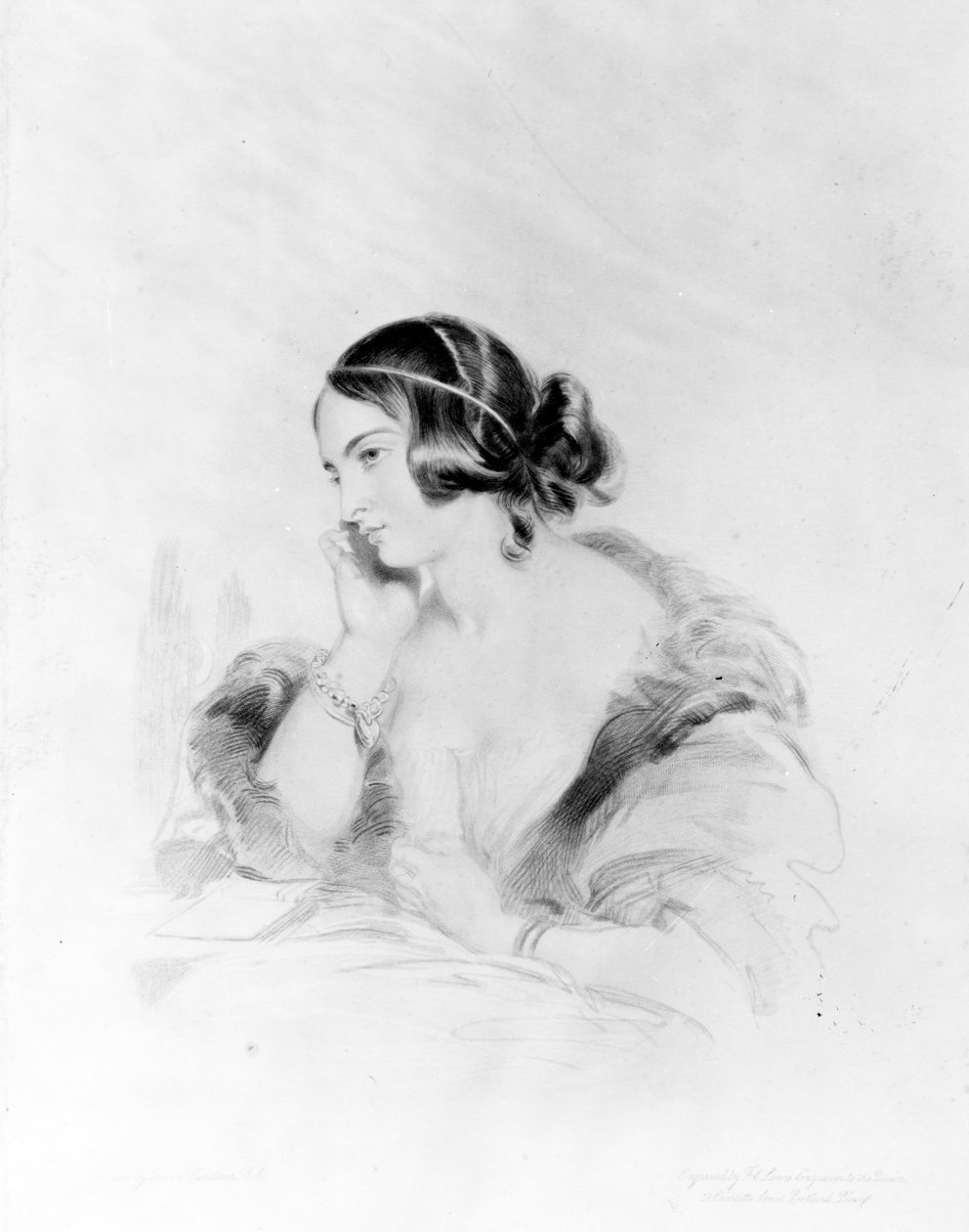 Caroline Norton, kaiverrus Frederick Christian Lewis, 1838 tekijältä Edwin Landseer