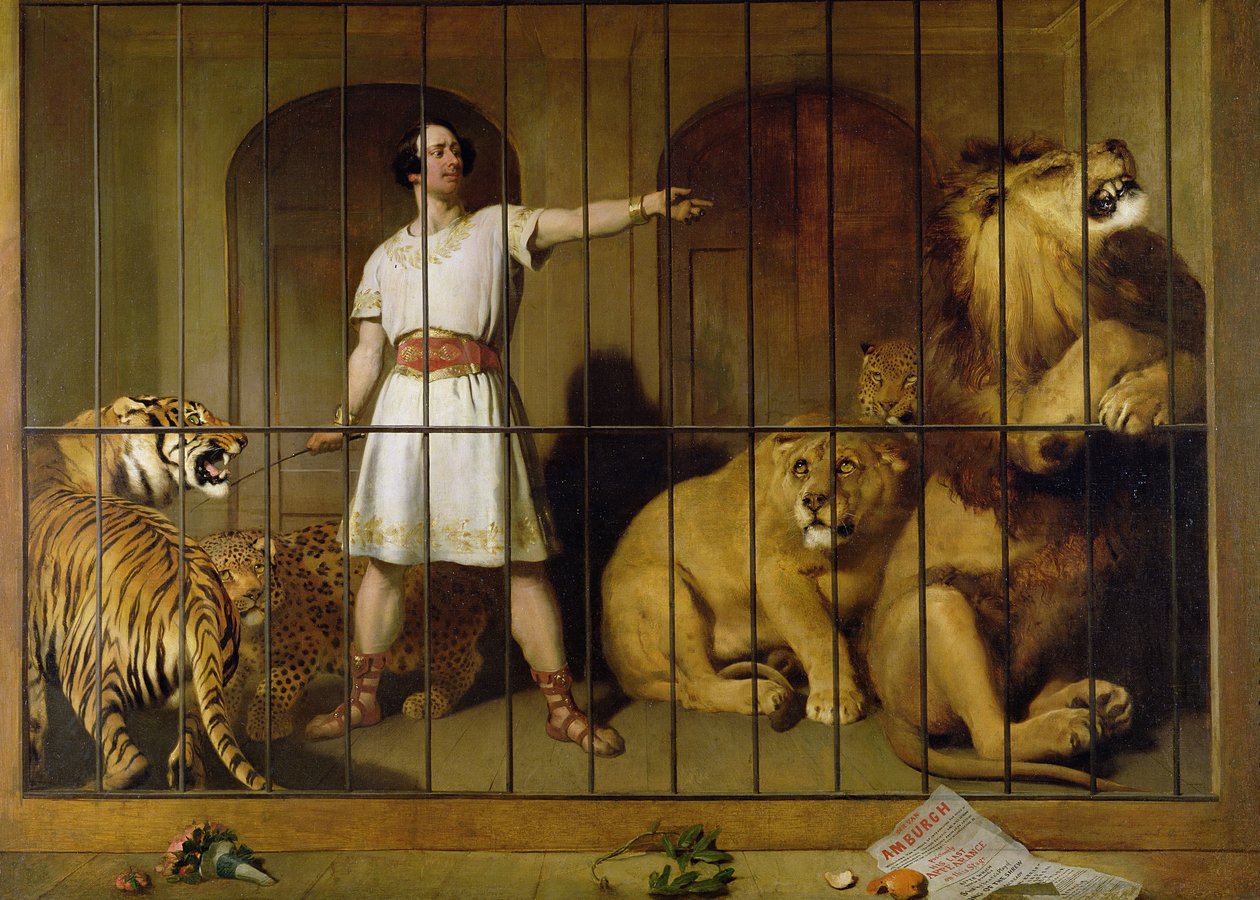 Muotokuva herra Van Amburghista hänen esiintyessään eläintensä kanssa Lontoon teatterissa, 1847 tekijältä Edwin Landseer