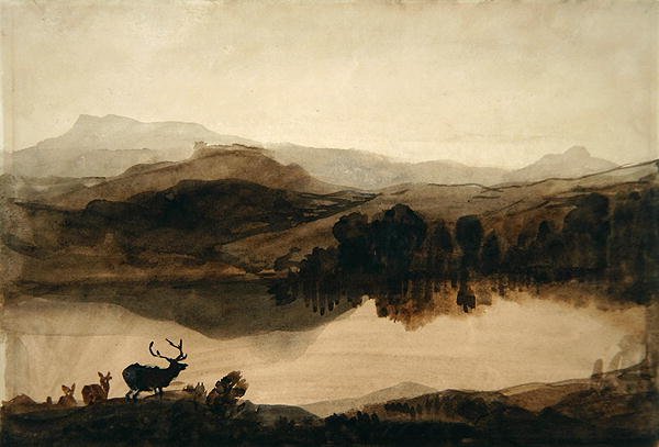 Luonnos "Haaste" (pesu paperille) tekijältä Edwin Landseer