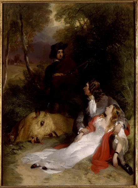 Lammermoorin morsian, n. 1830 (öljy paneelille) tekijältä Edwin Landseer