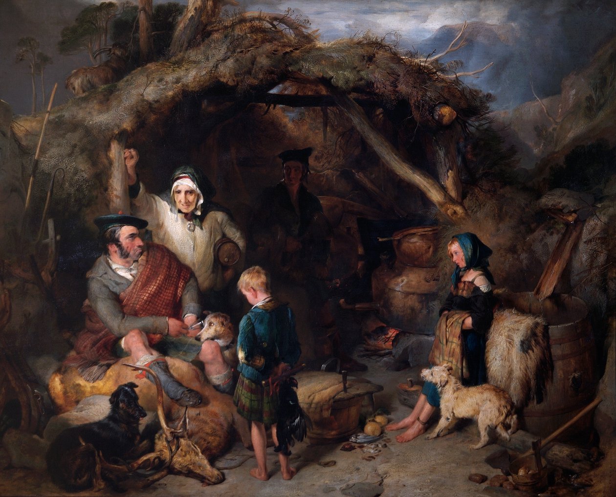 The Illicit Highland Whiskey Still, c.1829 (óleo no painel)finlandês tekijältä Edwin Landseer
