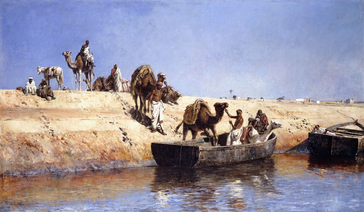 Kamelien laivaus rannalla Salessa, Marocissa, 1880 tekijältä Edwin Lord Weeks