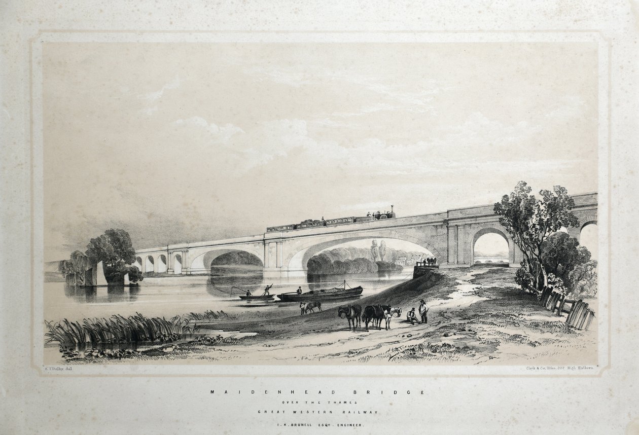 Maidenheadin silta Thamesin yli, Great Western Railway tekijältä Edwin Thomas Dolby