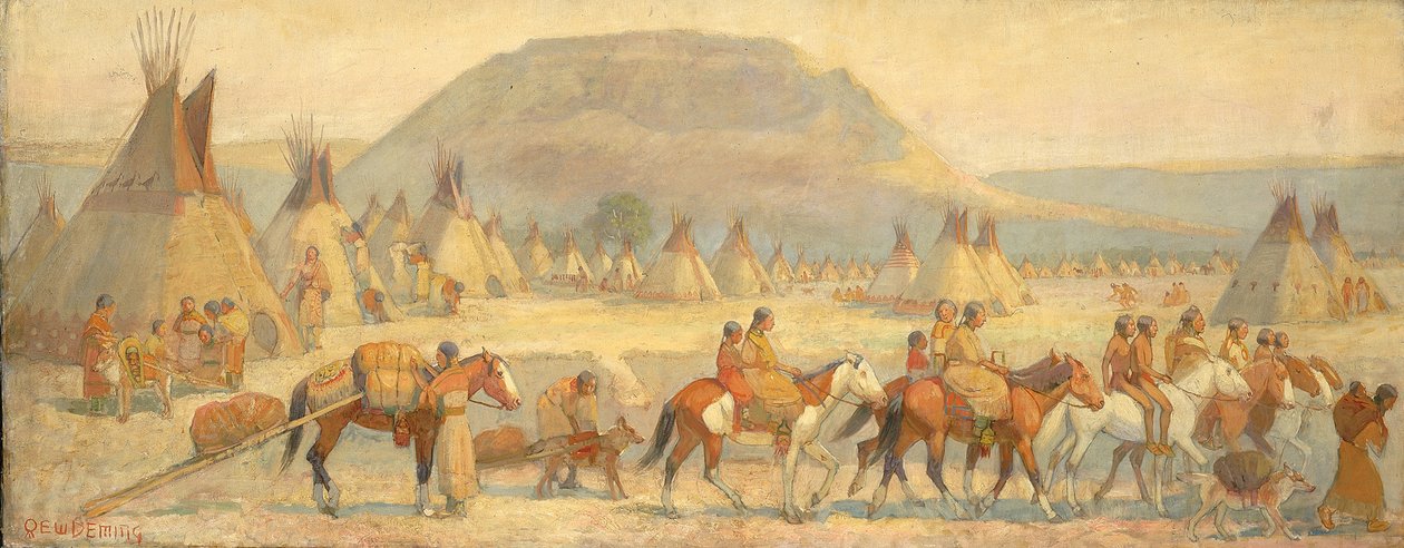 Blackfoot Camp Scene, 1800-luvun loppu - 1900-luvun alku. tekijältä Edwin Willard Deming