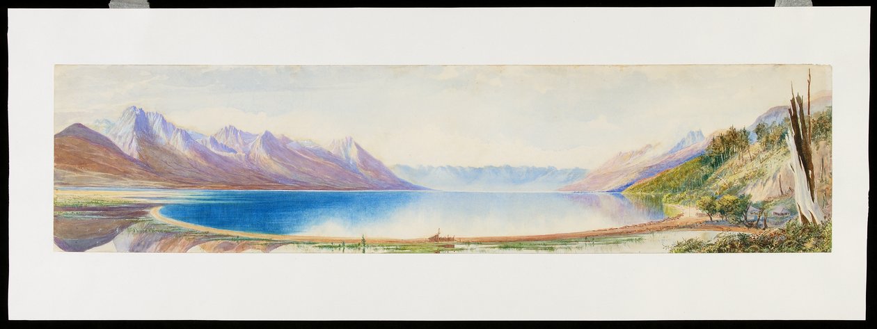 Wakatipu-järven yläjuoksu etelään, eteläsaari, Uusi-Seelanti tekijältä Edwyn Frederick Temple