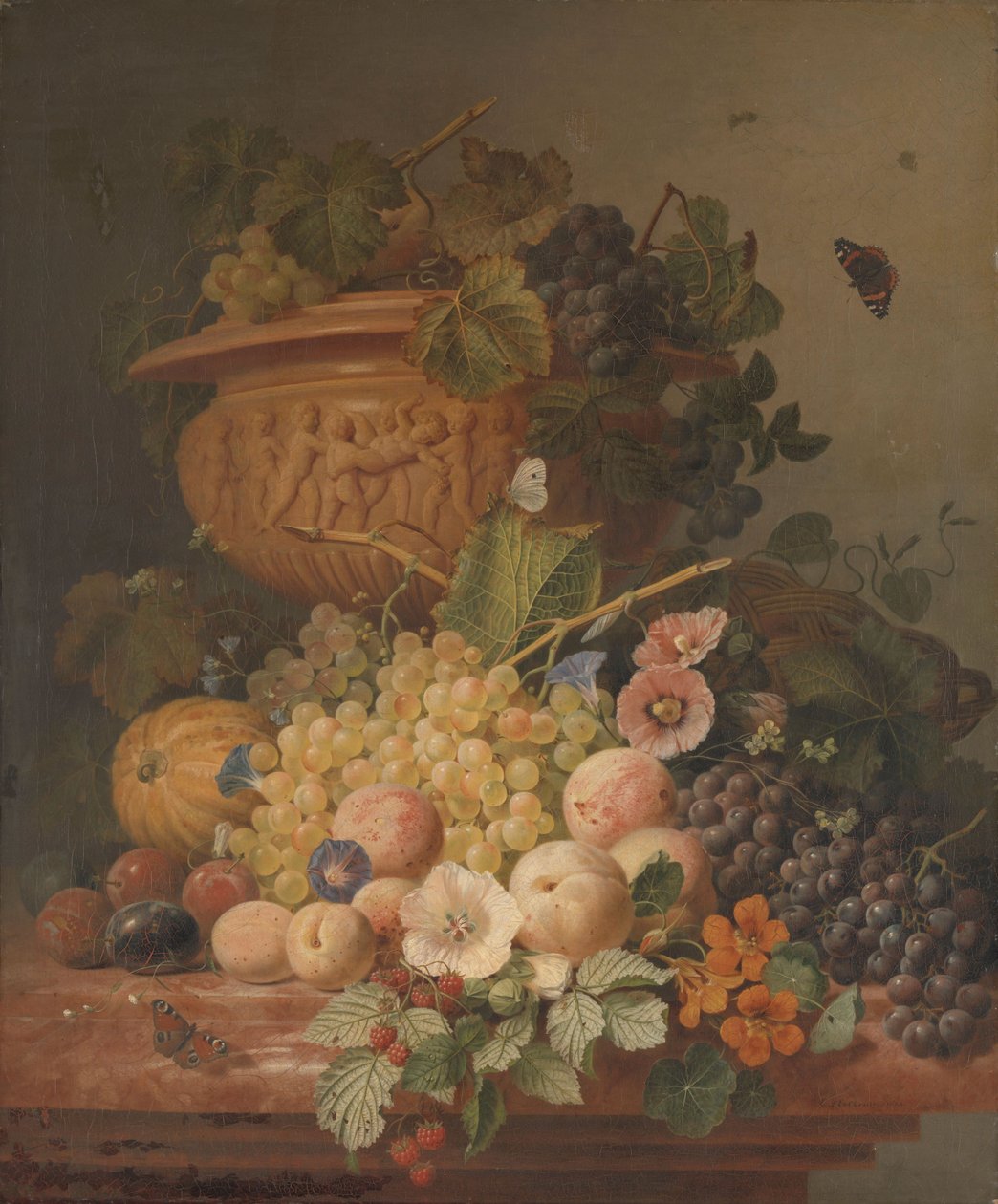 Still Life kukkia ja hedelmiä tekijältä Eelke-Jelles Eelkema