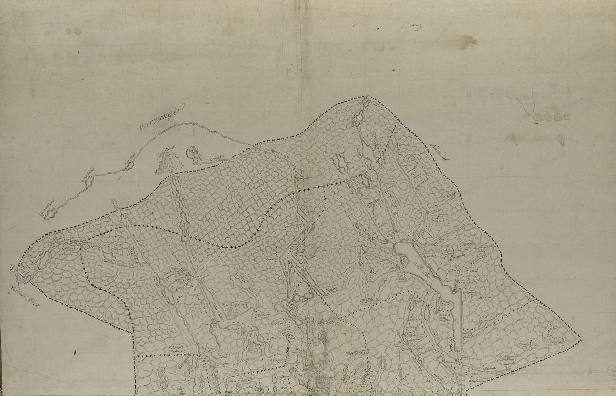 Kartta er gitt ut i håndtegnet (n. 1780) ja Vislem Telemark tekijältä Eenvold Steenbloch