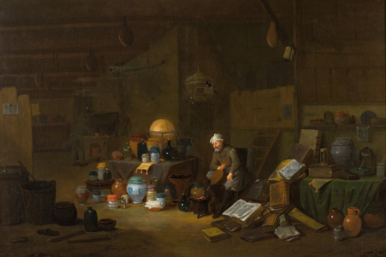Alkemisti tekijältä Egbert van the Elder (studio of) Heemskerck