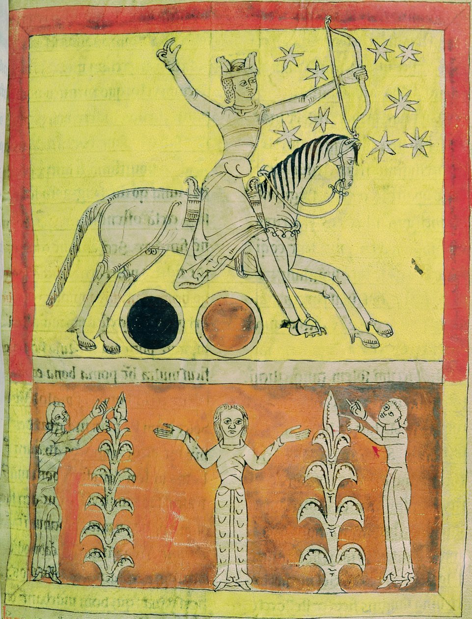 Valkoinen ritari valkoisella hevosella lähtee taisteluun Saatanaa vastaan. miniatyyri "Lorvão Beatus" -kommentaarista Pyhän Johanneksen maailmanlopusta, 1189 tekijältä Egeas