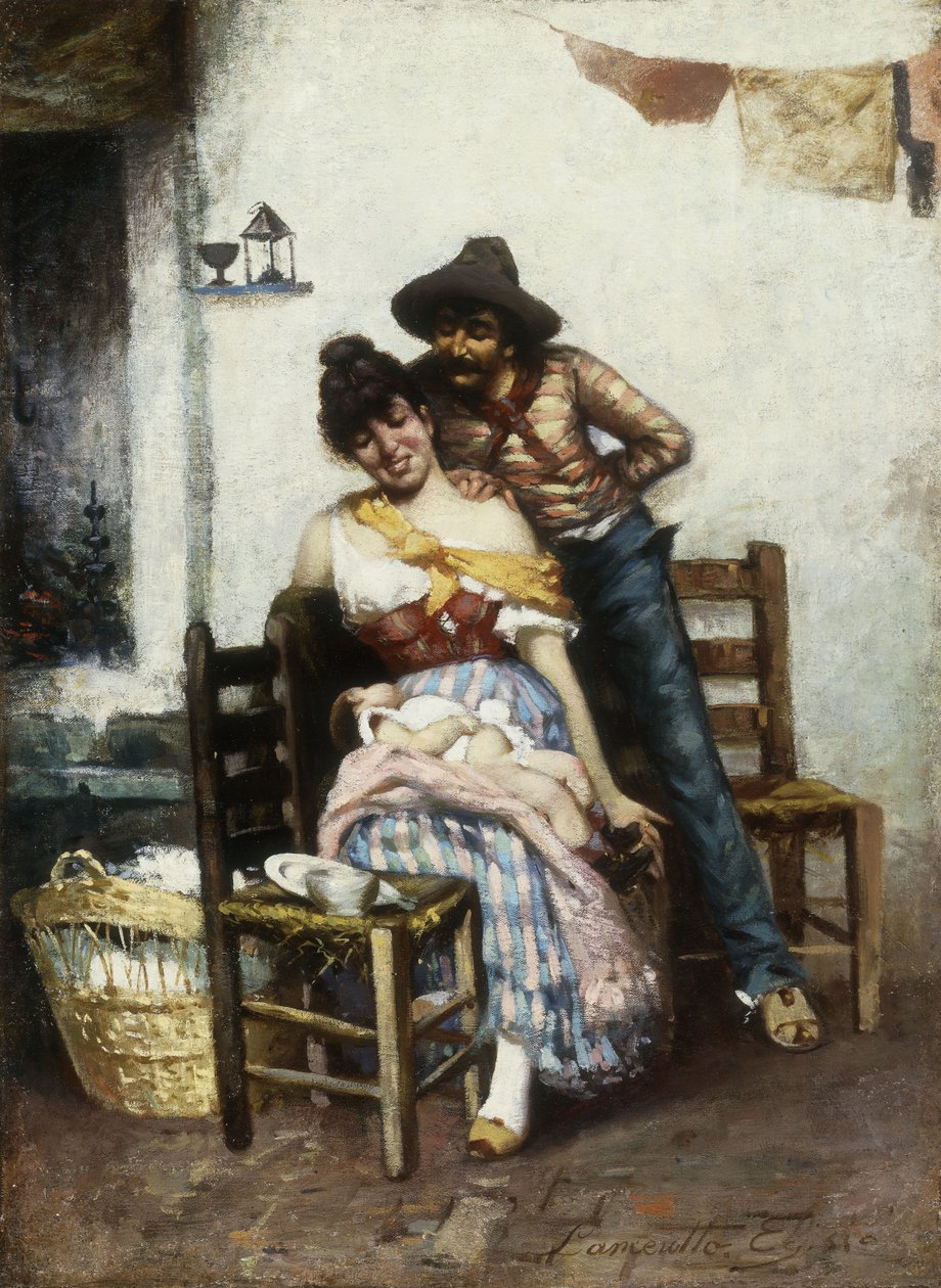 Onnellinen perhe, 1860 tekijältä Egisto Lancerotto