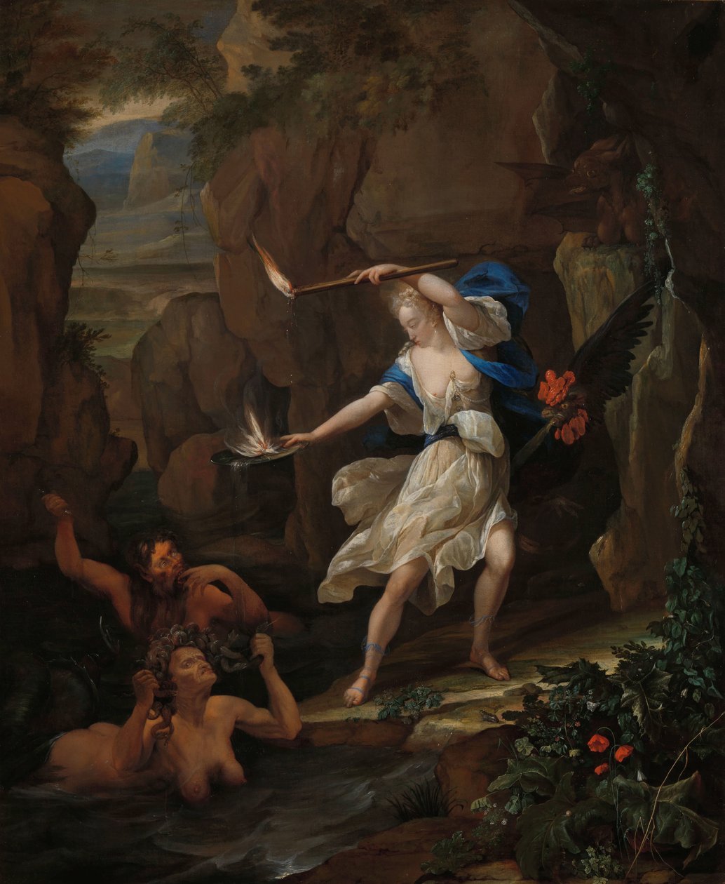 Circe rankaisee Glaucusta muuttamalla Scyllan hirviöksi Circe rankaisee Glaucusta muuttamalla Scyllan hirviöksi tekijältä Eglon van der Neer